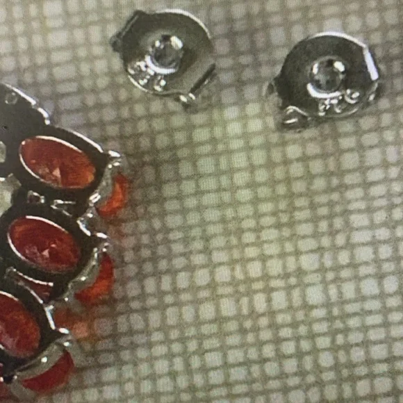 Elegant Silver and Orange Spessartine quartz Jewelry Set with no chain - Picture 10 of 13